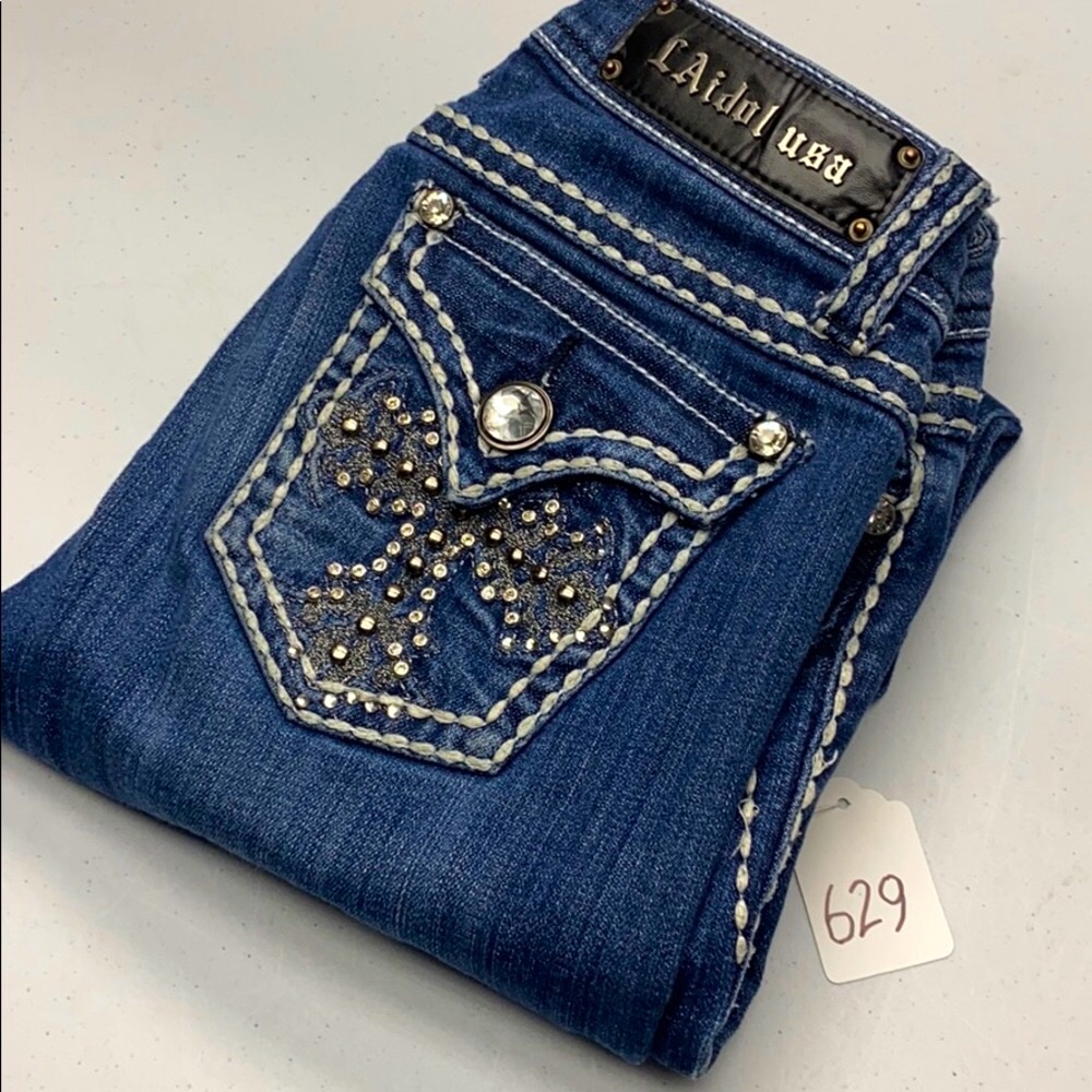 L.A. Idol Stunning Sparkle Design Skinnies Size 3